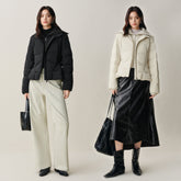 Women's Short Slim-Fit Down Jacket with Layered-Look Collar